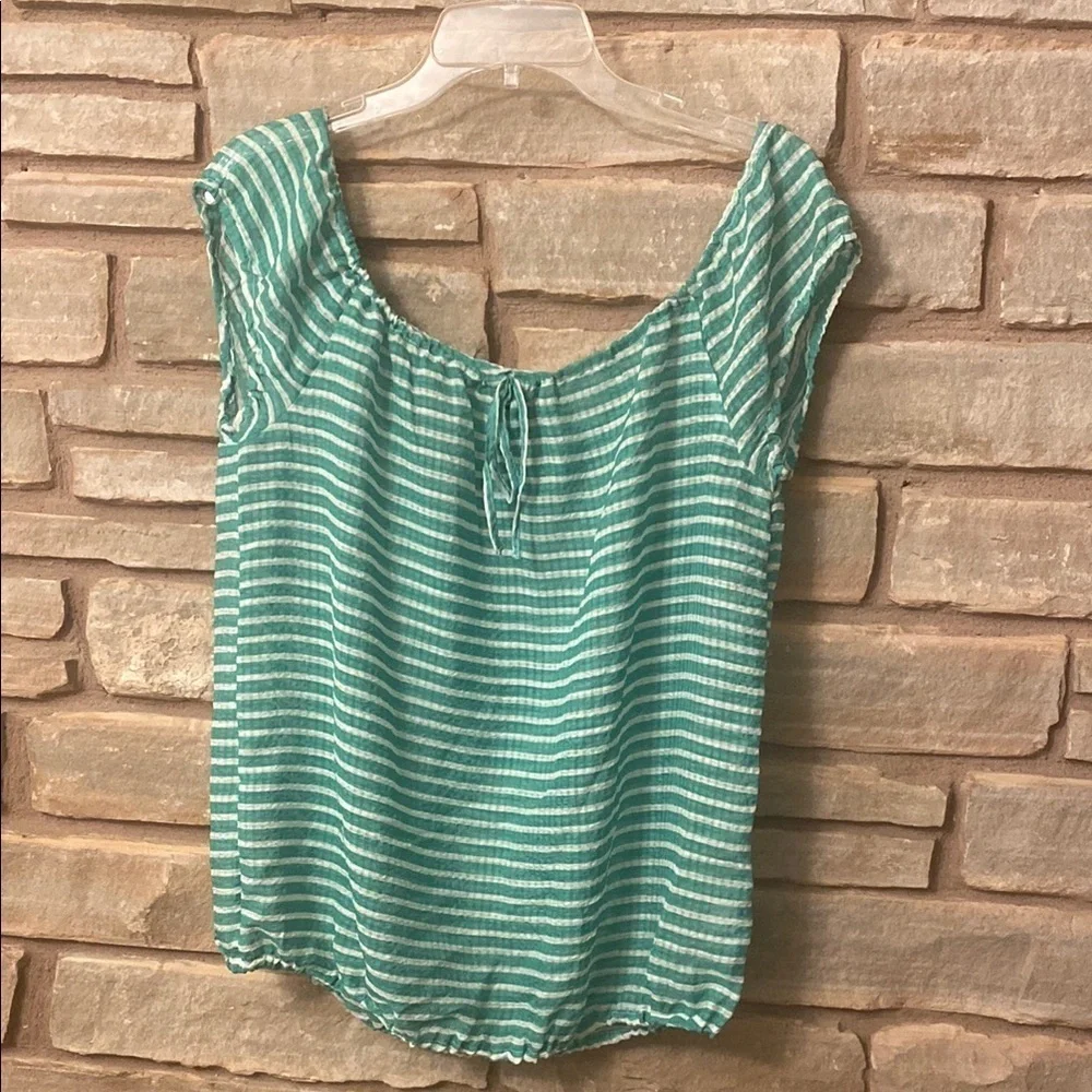 Gap Striped Green Women's Top Size M